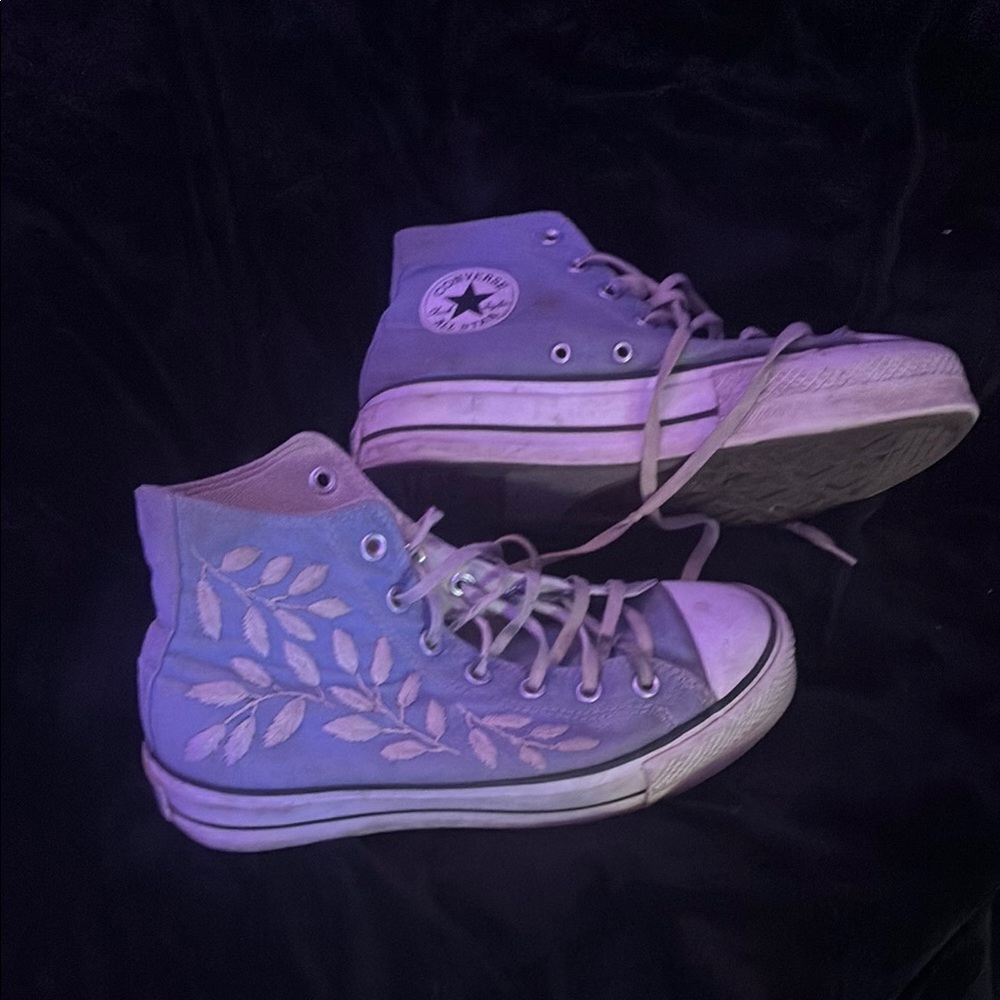 Converse Women's Platform Sneakers - Purple and White